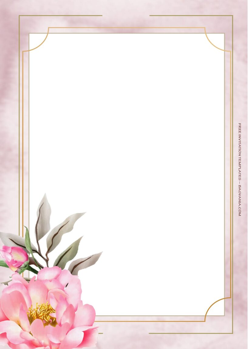 8+ Soft Pink Floral Gold Wedding Invitation Templates Four