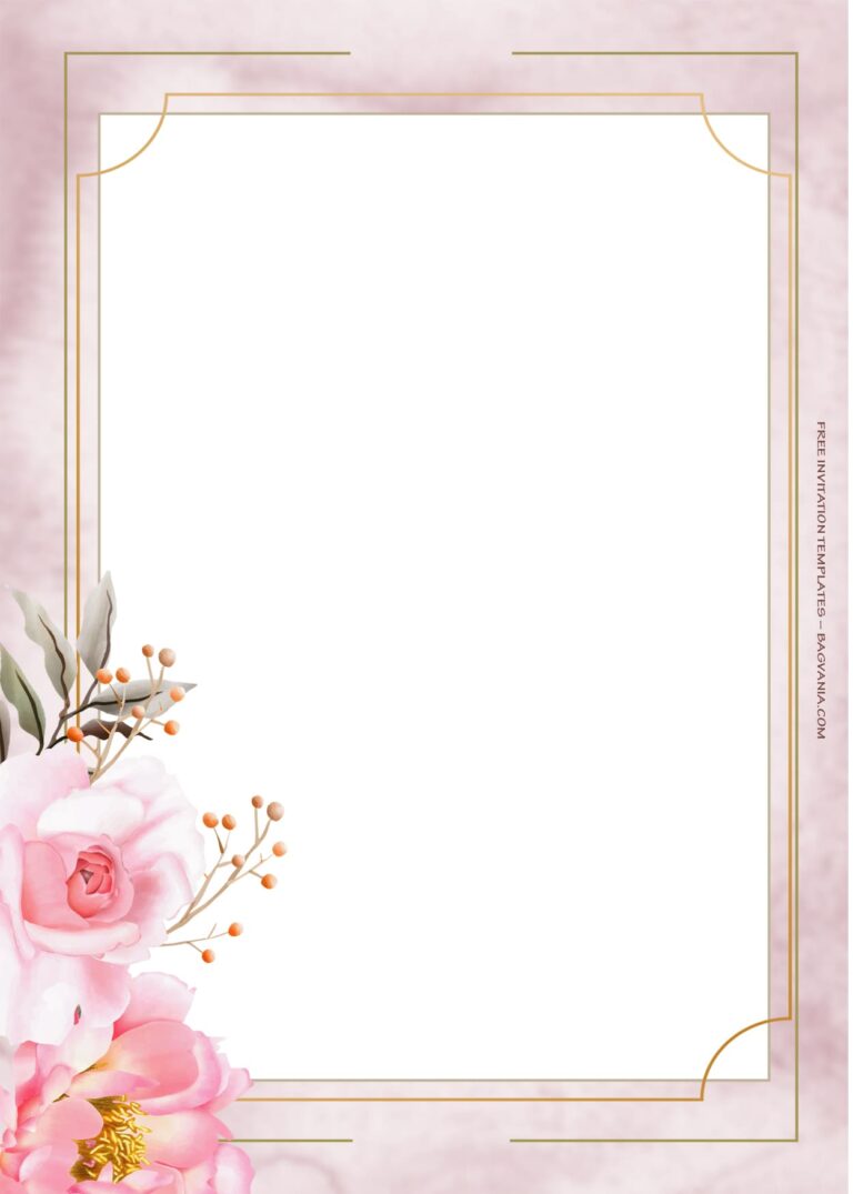 8+ Soft Pink Floral Gold Wedding Invitation Templates | FREE Printable ...