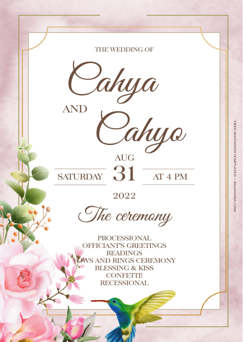 8+ Soft Pink Floral Gold Wedding Invitation Templates Titlle