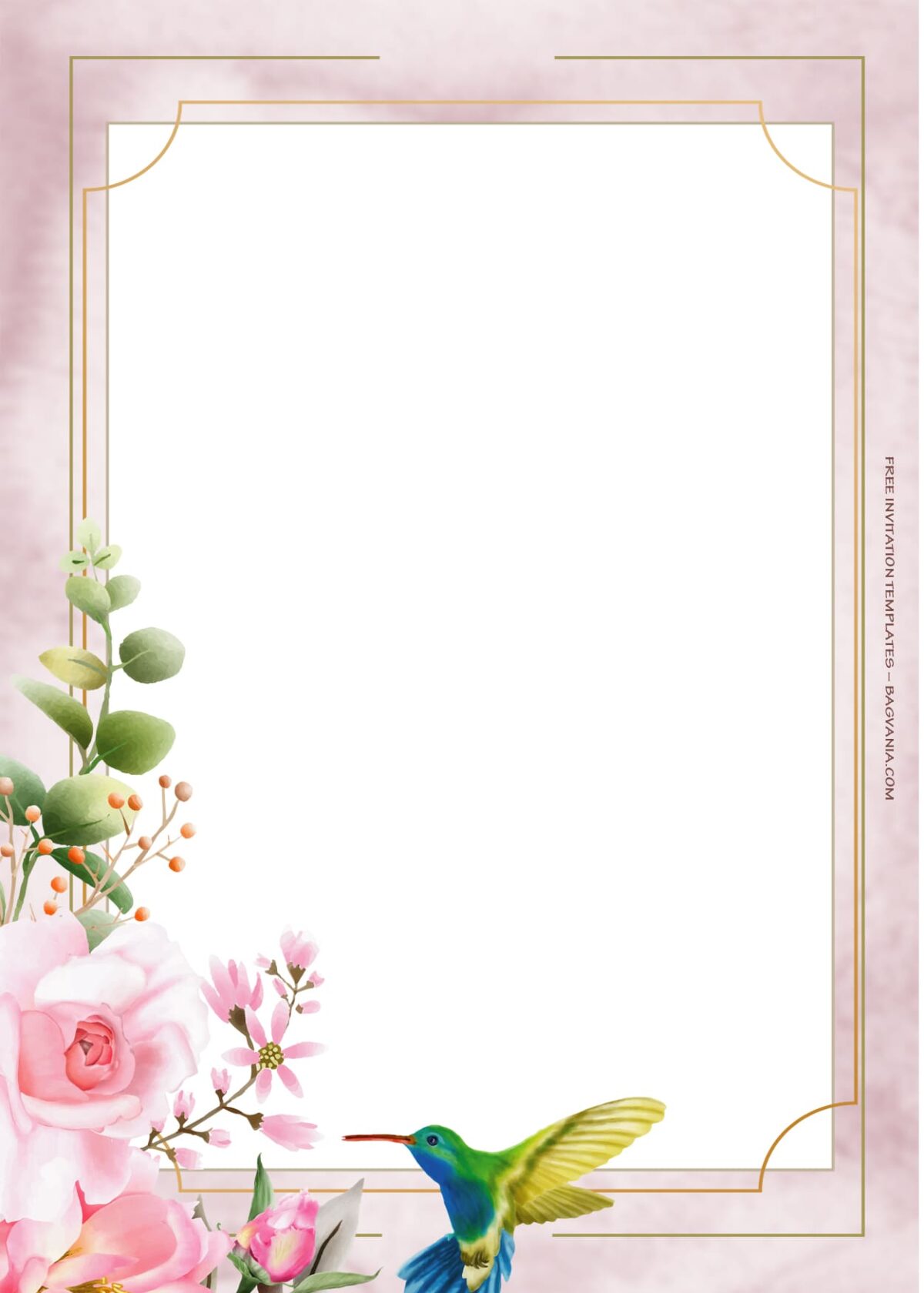 8+ Soft Pink Floral Gold Wedding Invitation Templates | FREE Printable ...