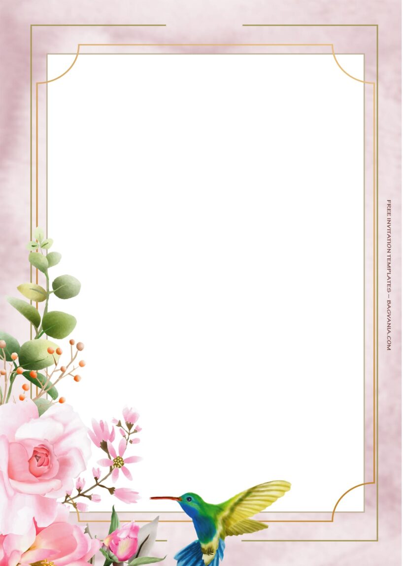 8+ Soft Pink Floral Gold Wedding Invitation Templates Two