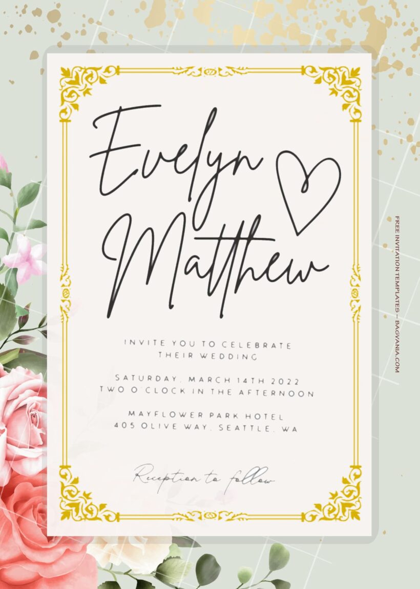 8+ Sprakly Rose Floral Wedding Invitation Templates Title