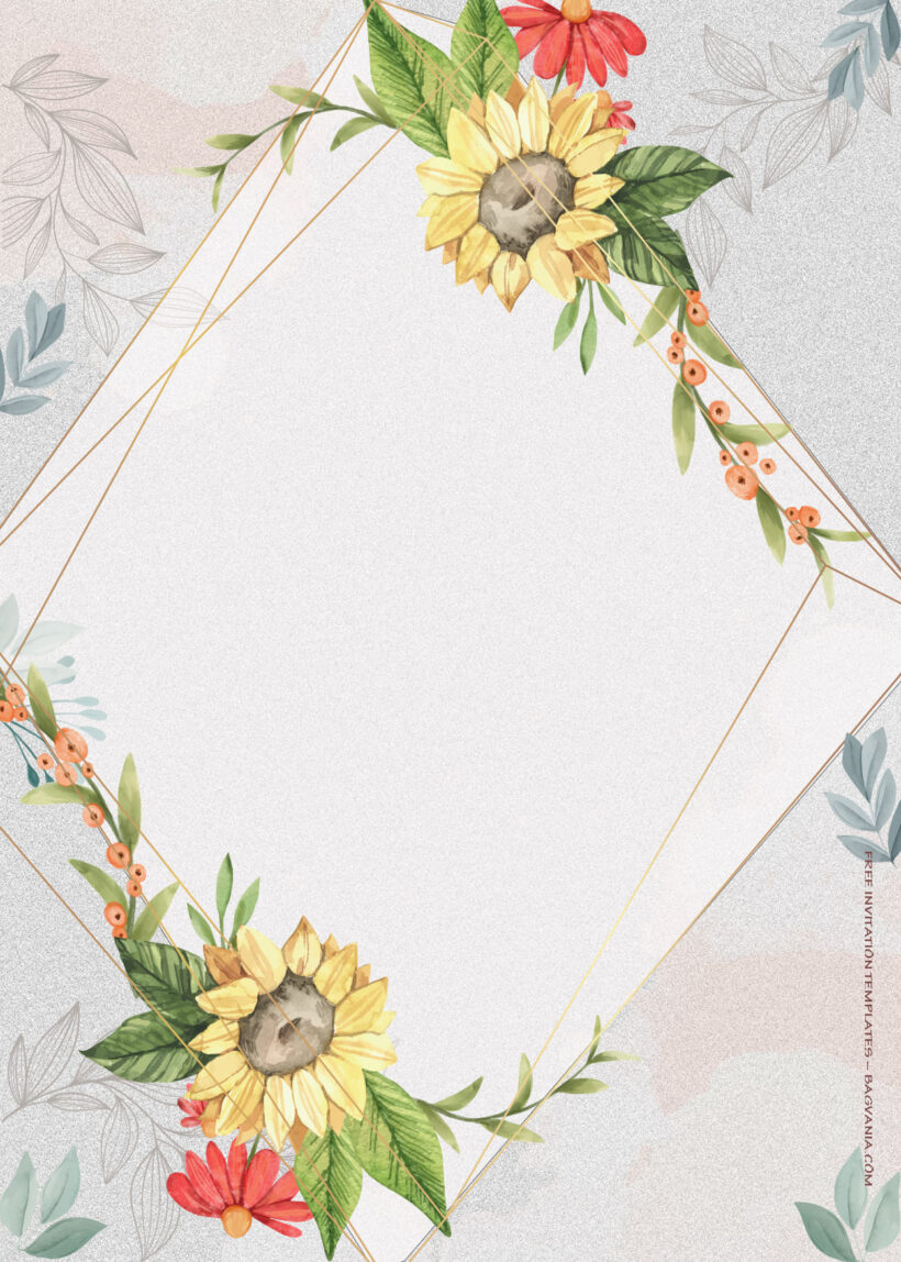 8+ With Sunflower Floral Wedding Invitation Templates Five