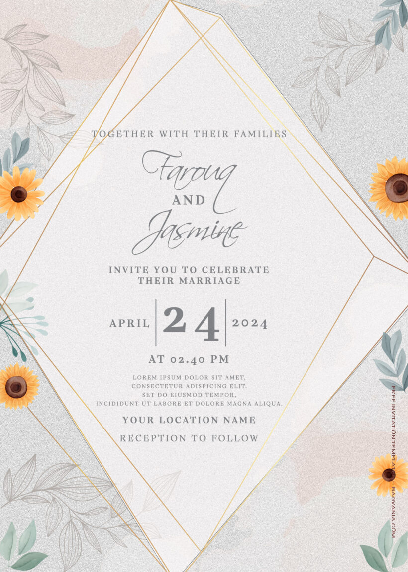 8+ With Sunflower Floral Wedding Invitation Templates Title