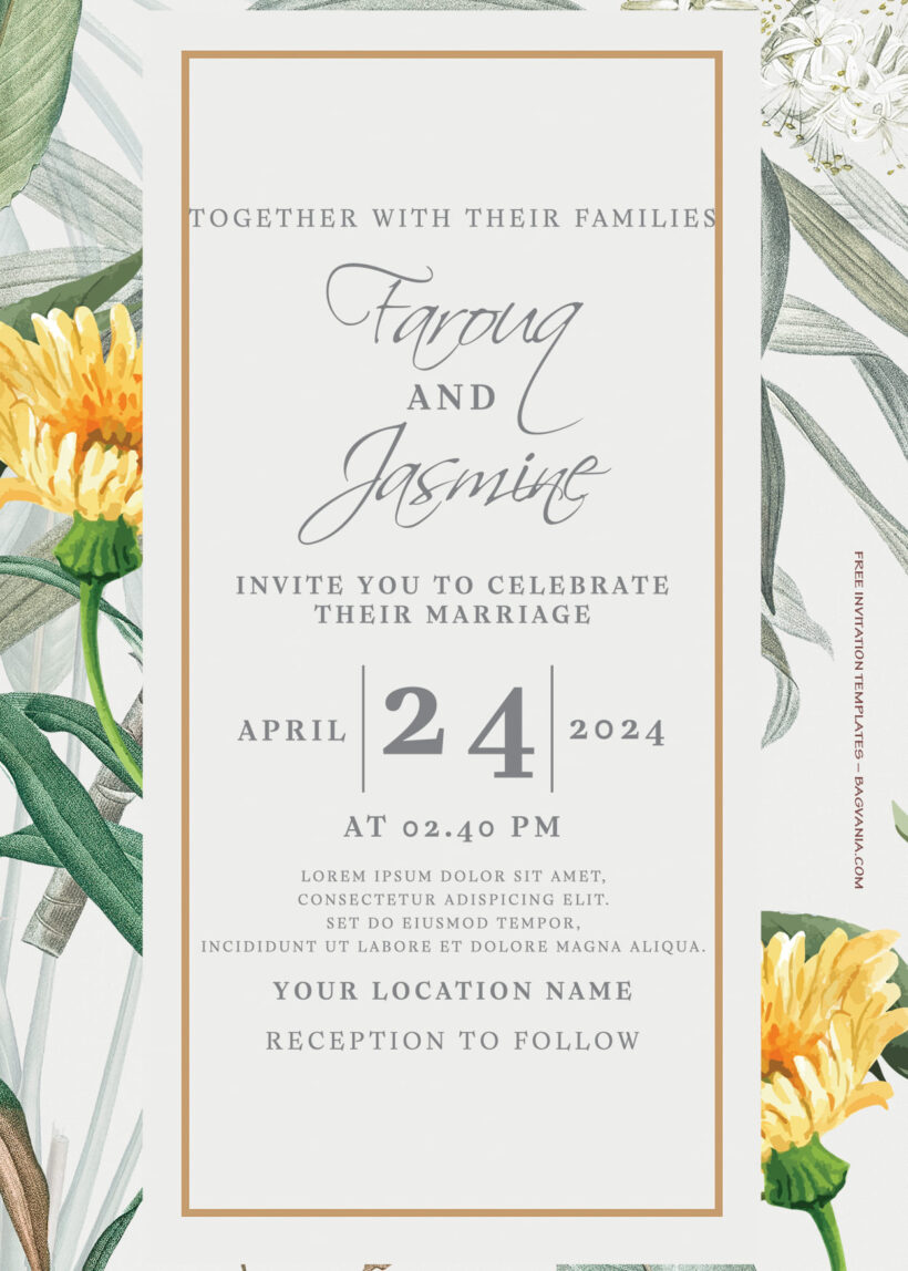 9+ Forest Style Floral Gold Wedding Invitation Templates Title