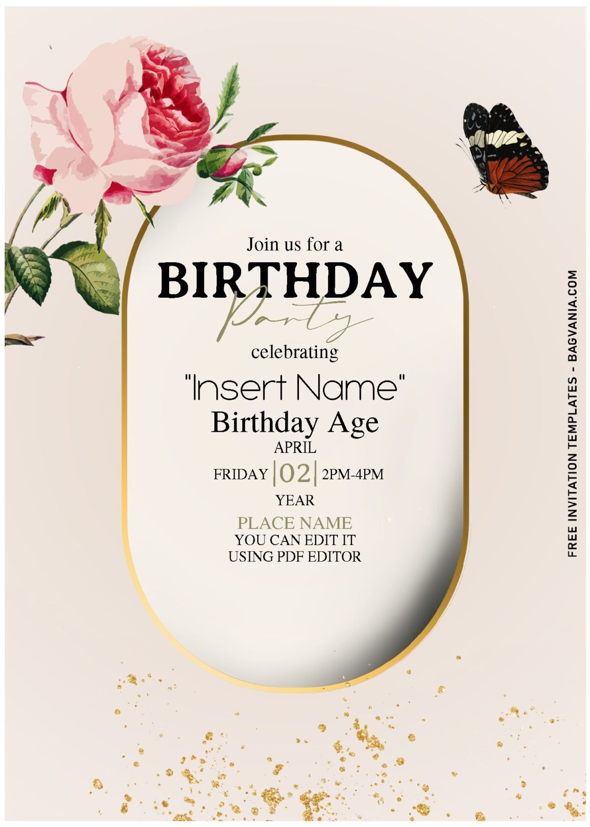(Free Editable PDF) Butterfly Garden Birthday Invitation Templates with beautiful butterfly
