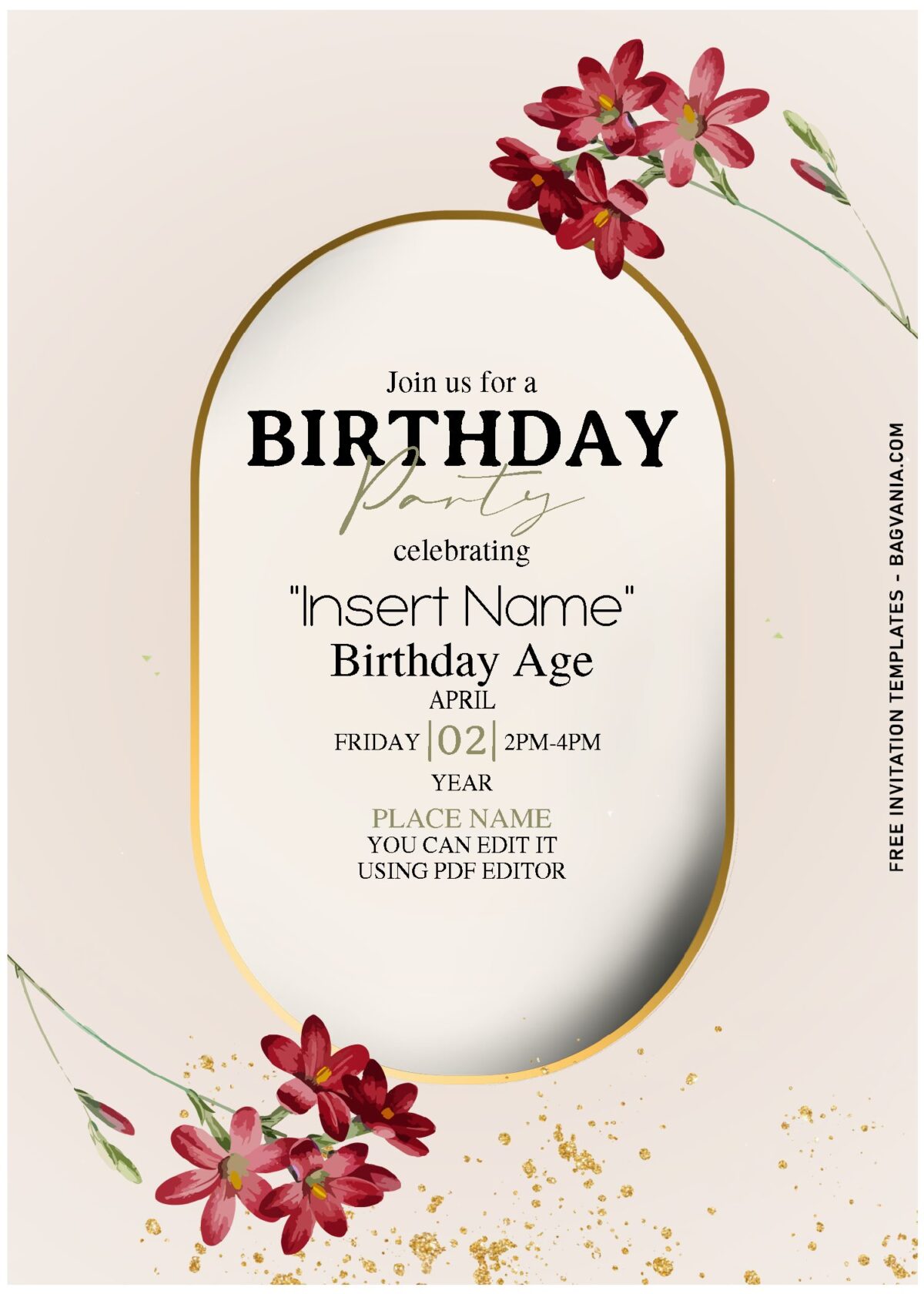 (Free Editable PDF) Butterfly Garden Birthday Invitation Templates with flower vines