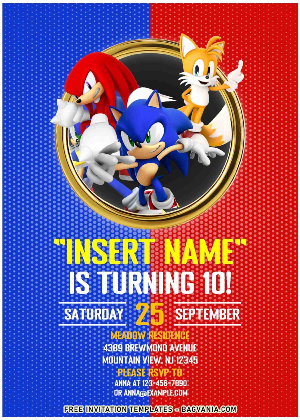 (Free Editable PDF) Sonic The Hedgehog Movie Themed Birthday Invitation Templates with editable text