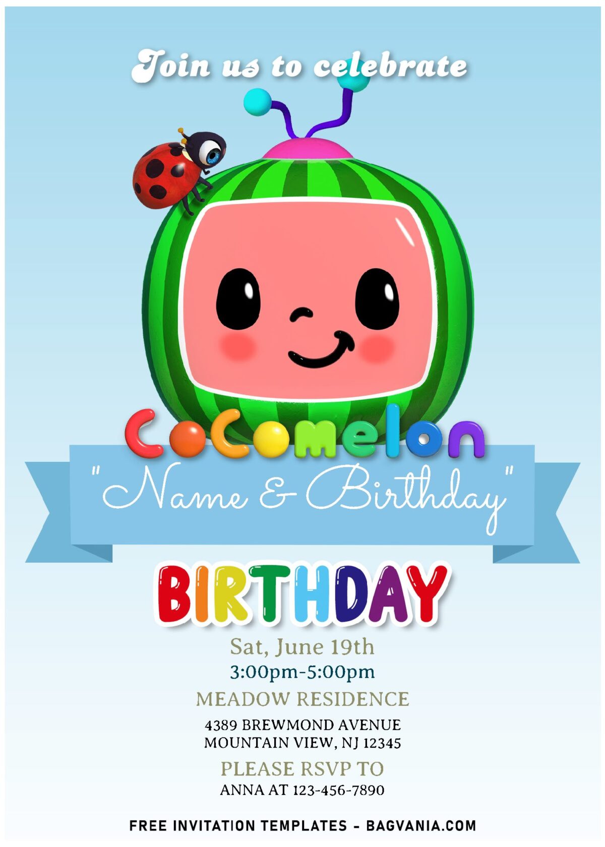 (Free Editable PDF) Bright & Cheerful Cocomelon Birthday Invitation Templates