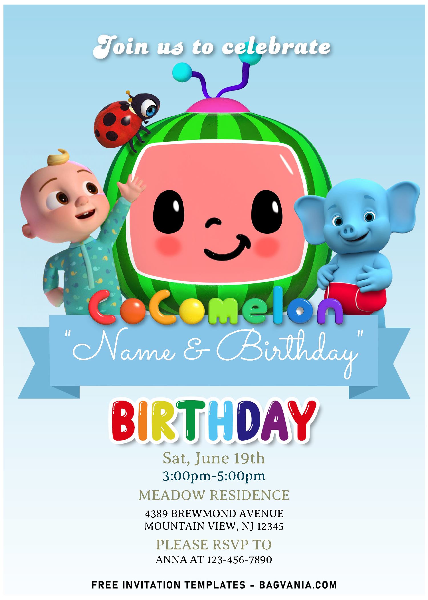 Cocomelon Online Birthday Invitation Free Onvacationswall