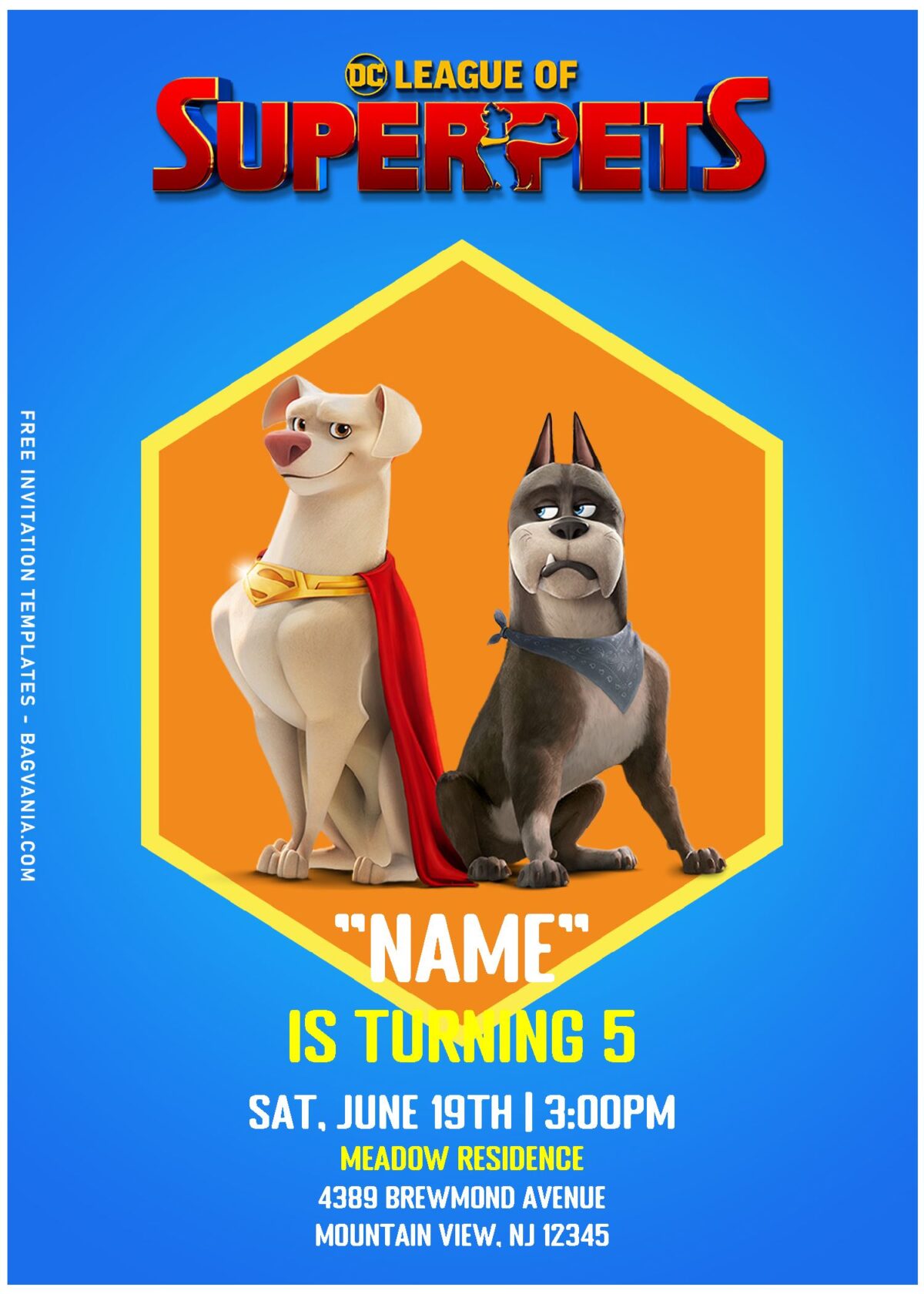 (Free Editable PDF) Awesome And Cute DC League Super Pets Birthday Invitation Templates with editable text