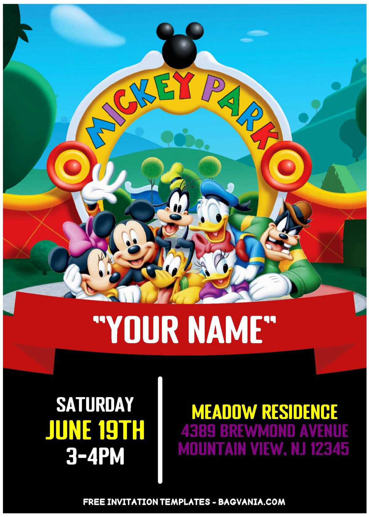 (Free Editable PDF) Adorable Mickey Park Birthday Invitation Templates with Daisy And Donald Duck