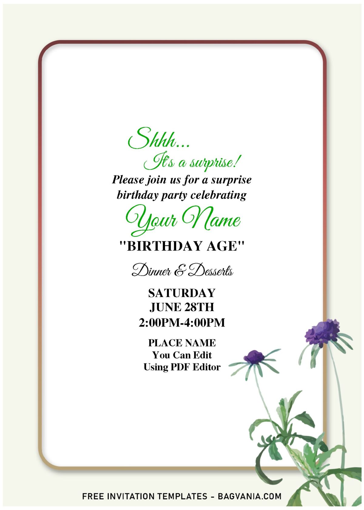 (Free Editable PDF) Mixed Southern Summer Flowers Invitation Templates