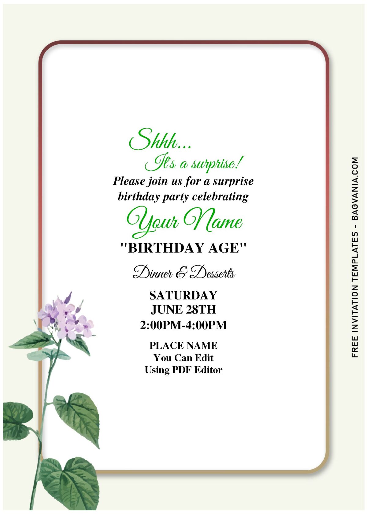 (Free Editable PDF) Mixed Southern Summer Flowers Invitation Templates with orchid