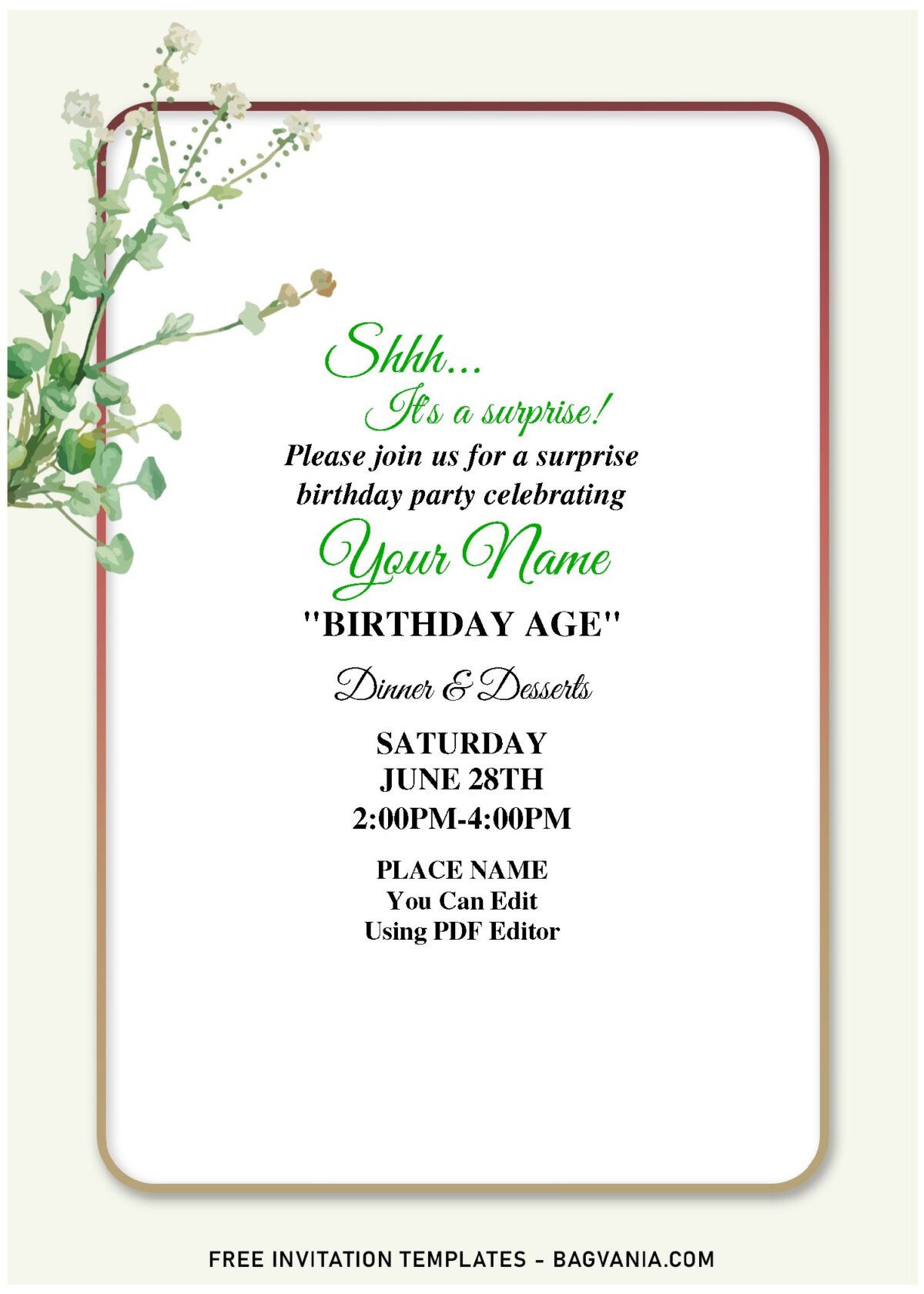 (Free Editable PDF) Mixed Southern Summer Flowers Invitation Templates with elegant script