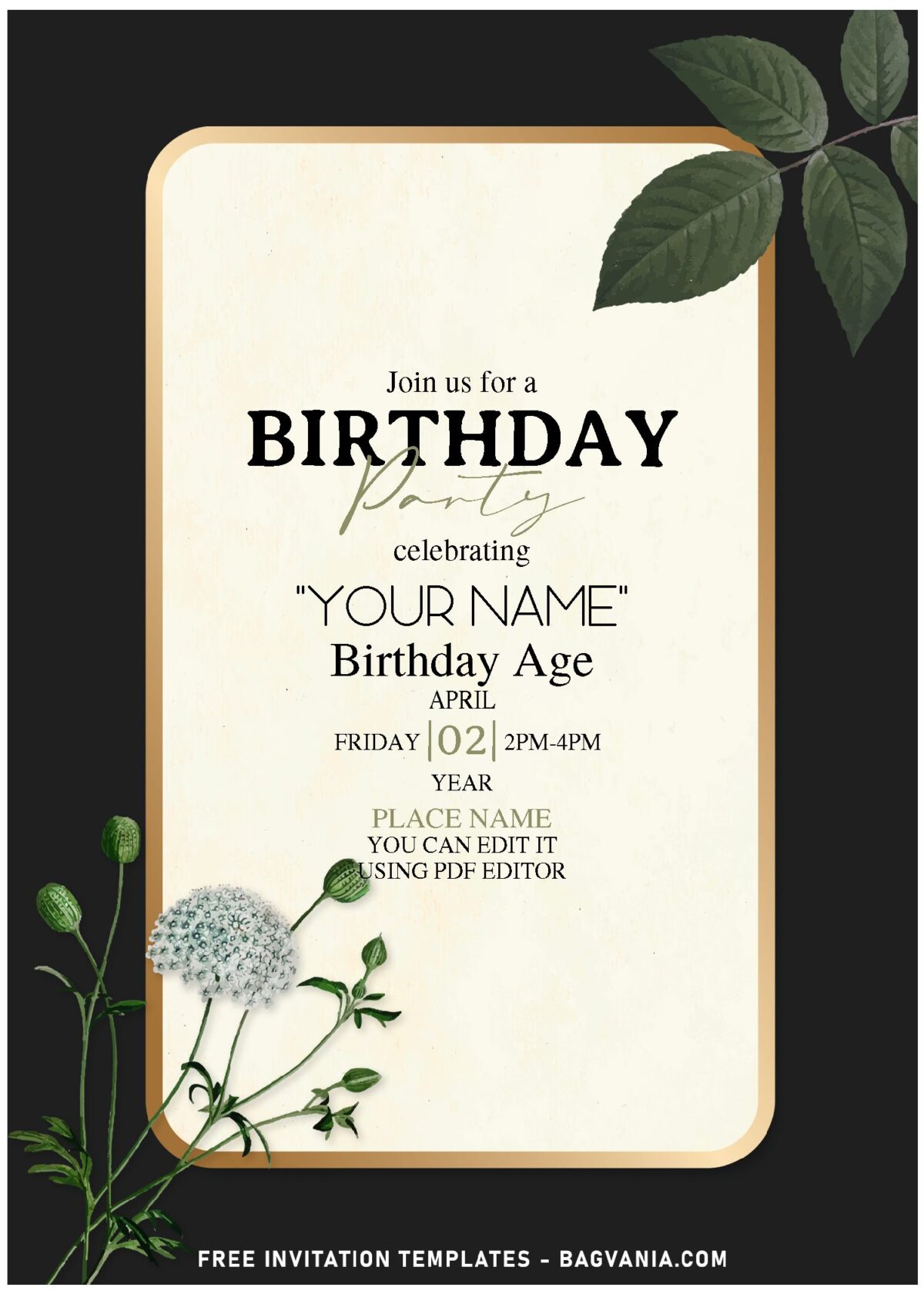 (Free Editable PDF) Stylish & Captivating Moody Floral Birthday Invitation Templates with gorgeous arrowhead