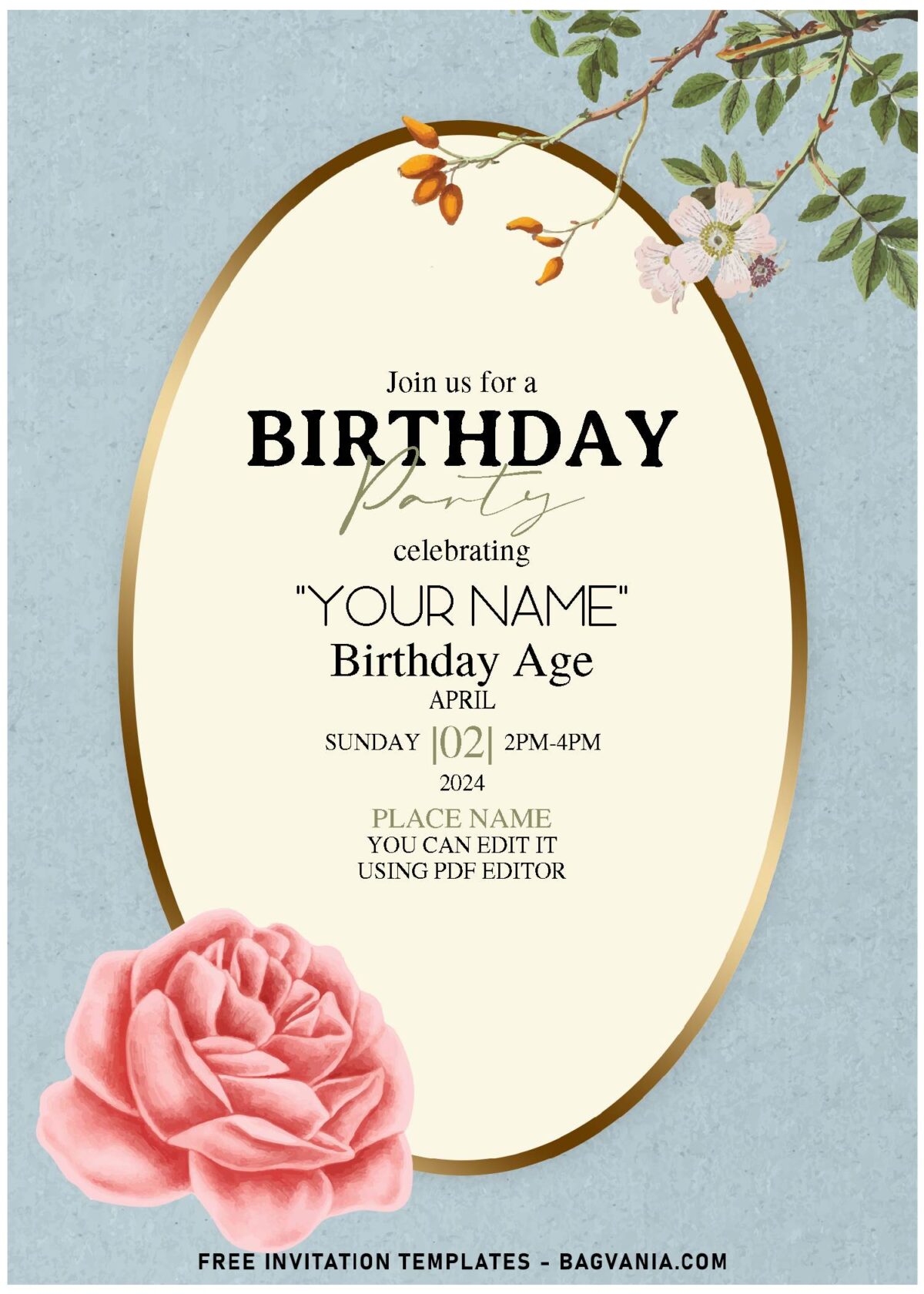 (Free Editable PDF) Breathtaking Vintage Daisy And Carnation Invitation Templates with blush rose