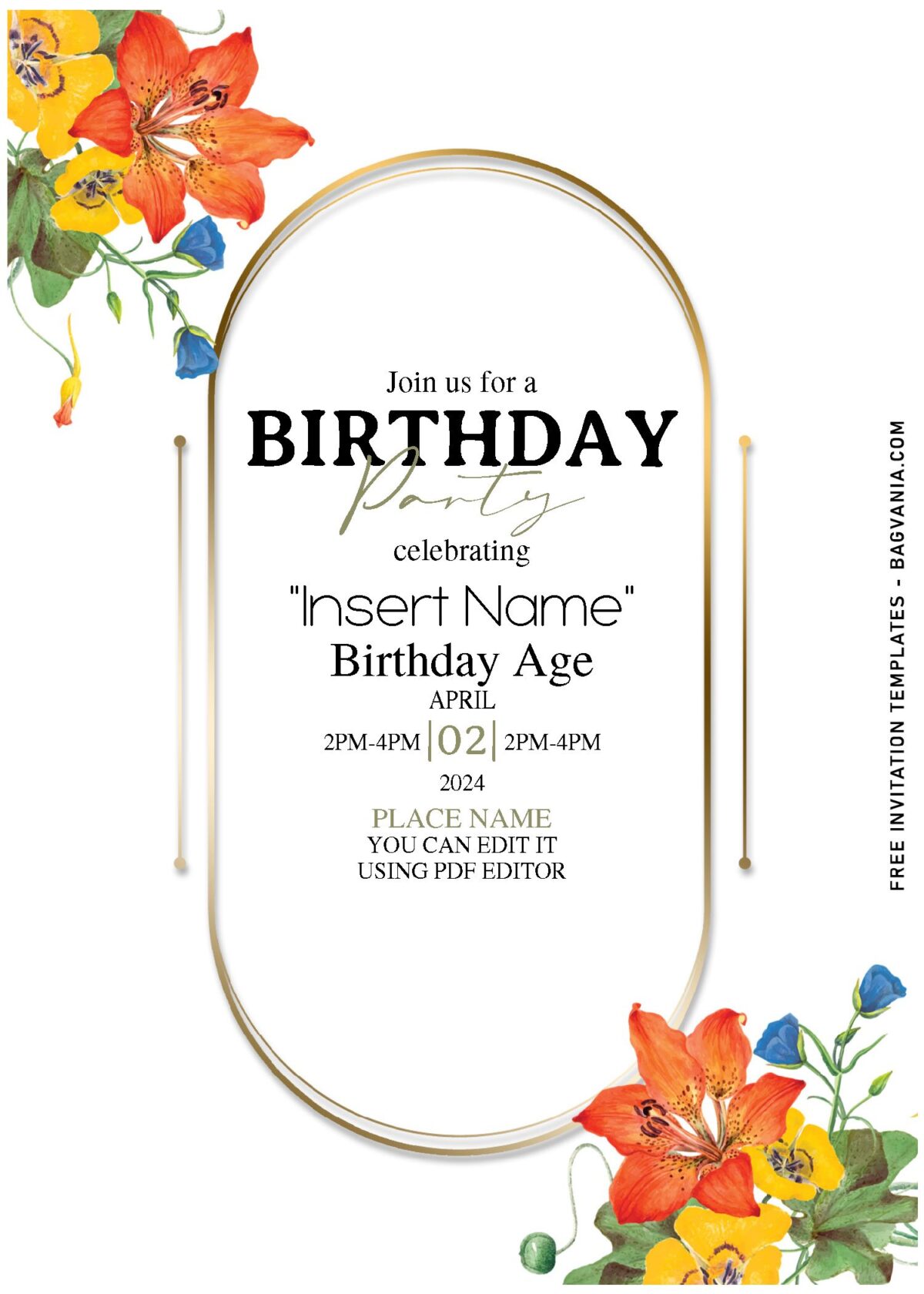 (Free Editable PDF) Whimsical Spring Birthday Invitation Templates with colorful lily