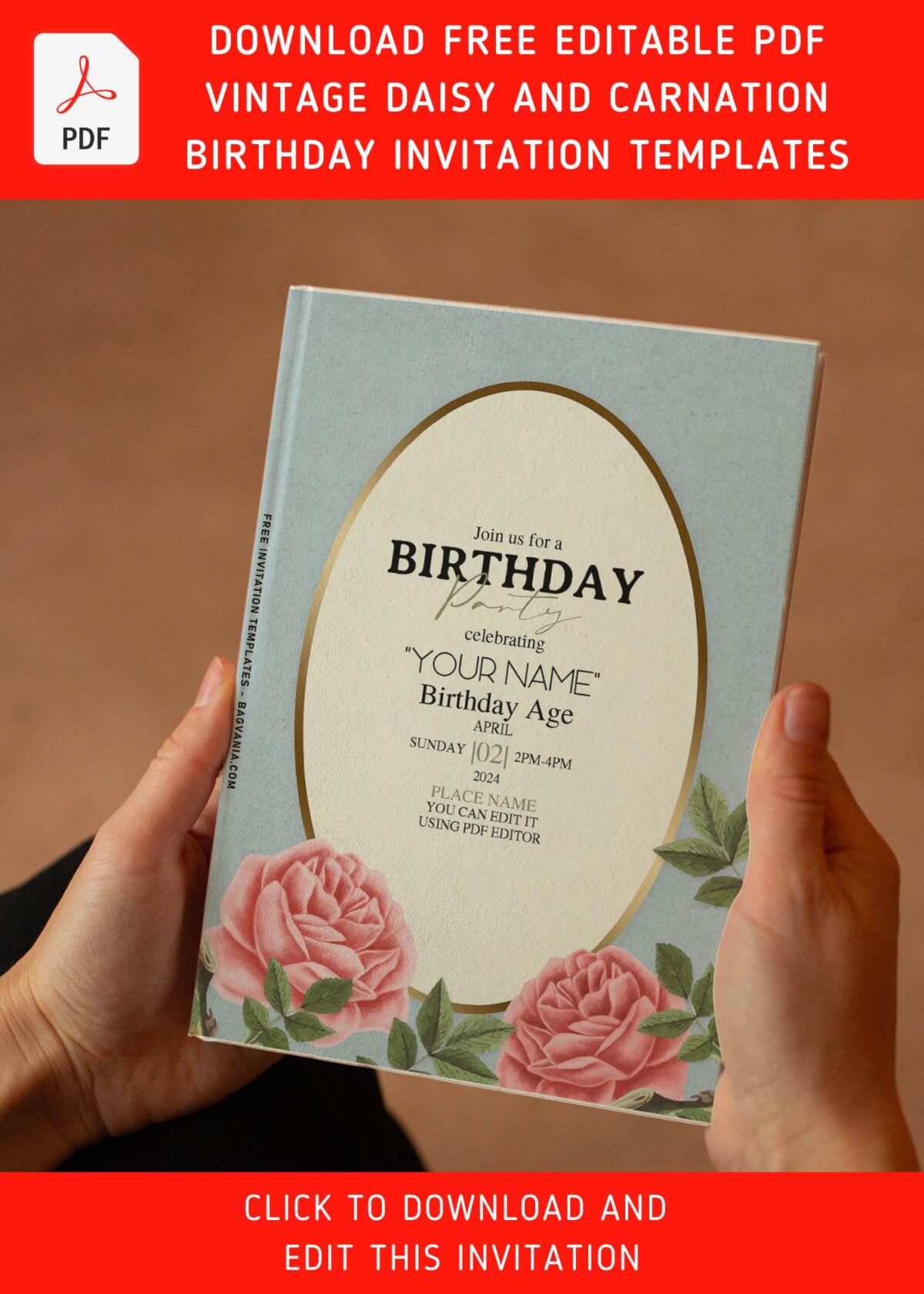 (Free Editable PDF) Breathtaking Vintage Daisy And Carnation Invitation Templates with editable text