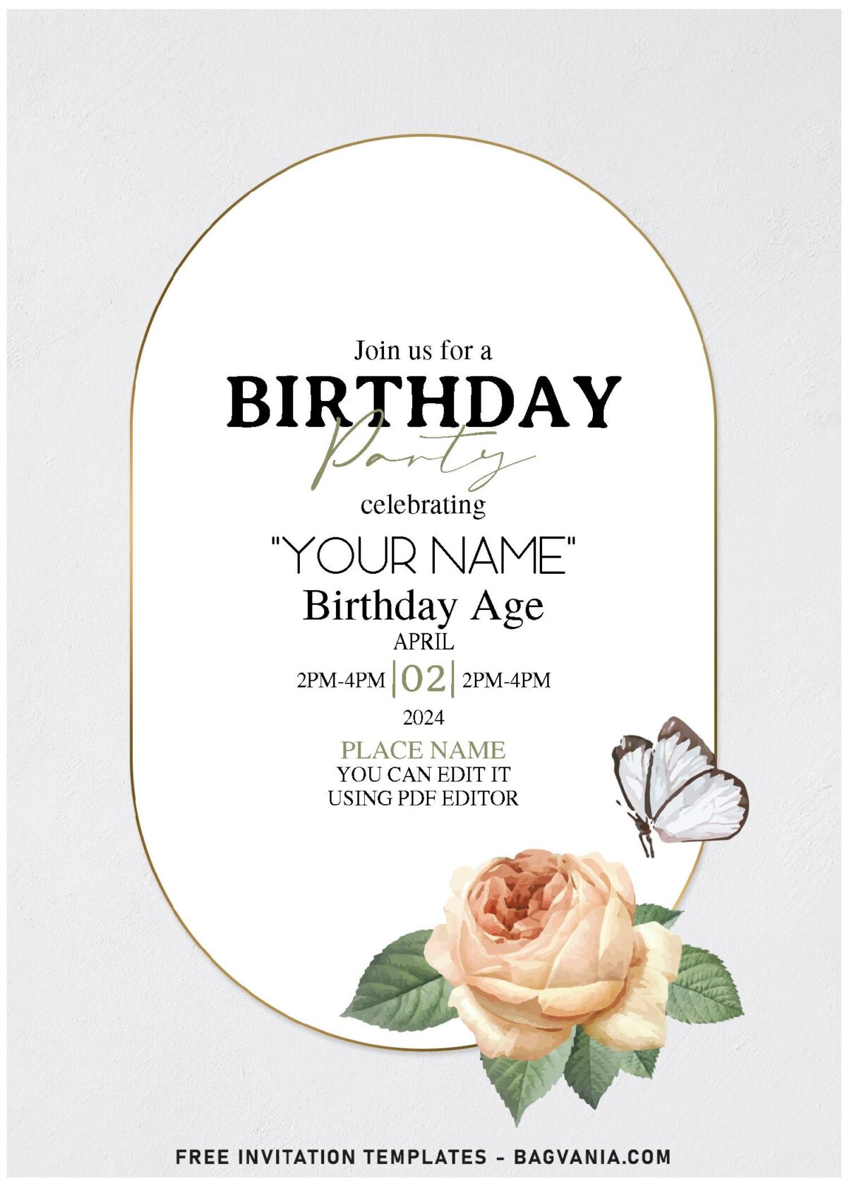 (Free Editable PDF) Blissful Garden Flower And Greenery Invitation Templates with garden roses and butterfly