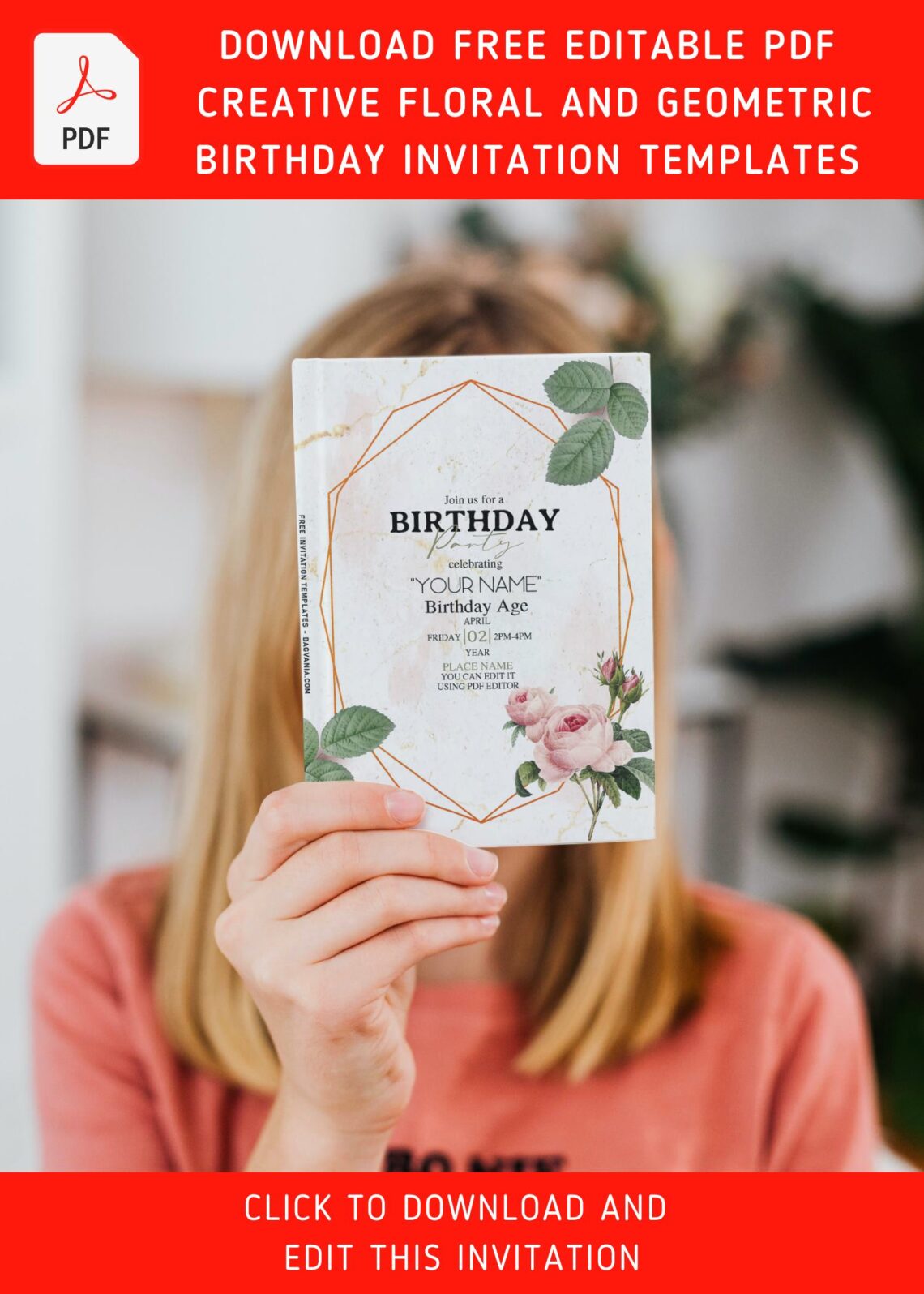 (Free Editable PDF) Creative Floral And Geometric Frame Birthday ...