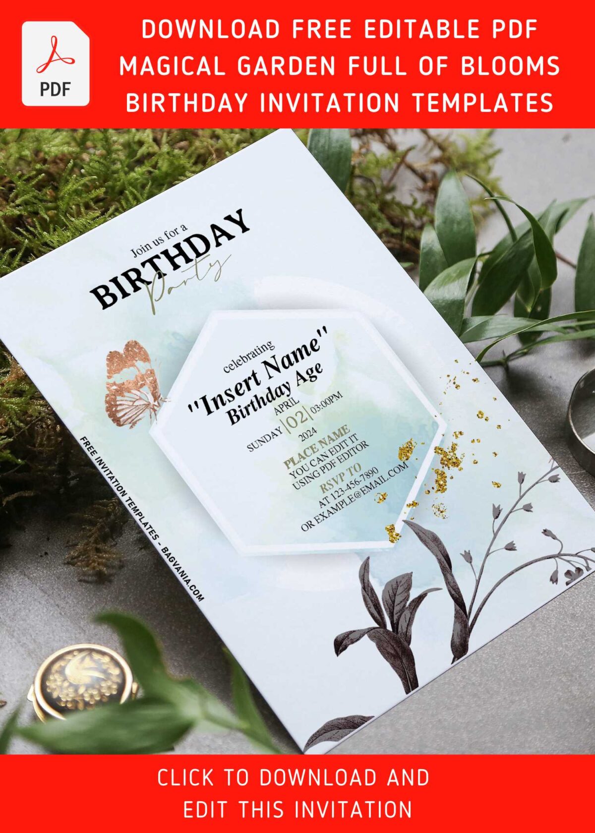 (Free Editable PDF) Magical Garden Full Of Blooms Birthday Invitation Templates with gorgeous arrowhead