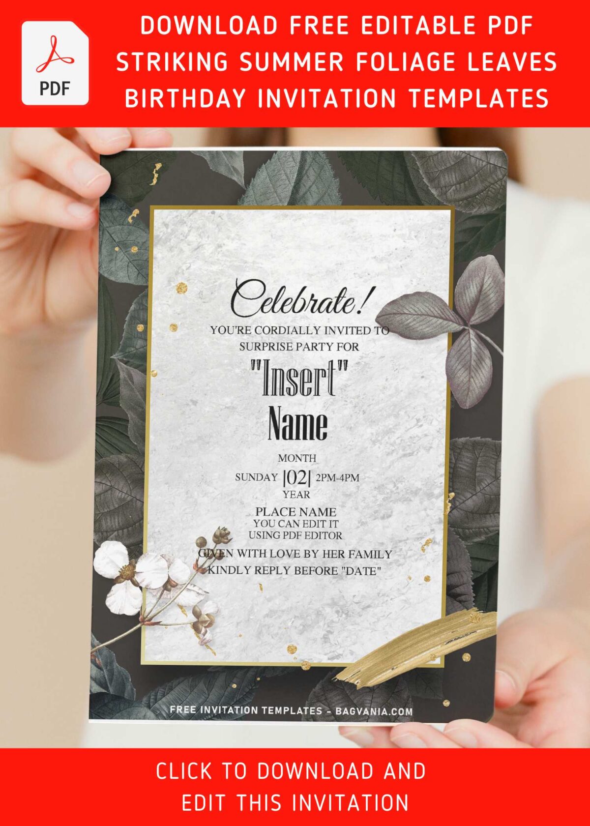 (Free Editable PDF) Glamorous Moody Summer Greenery & Floral Invitation Templates with editable text