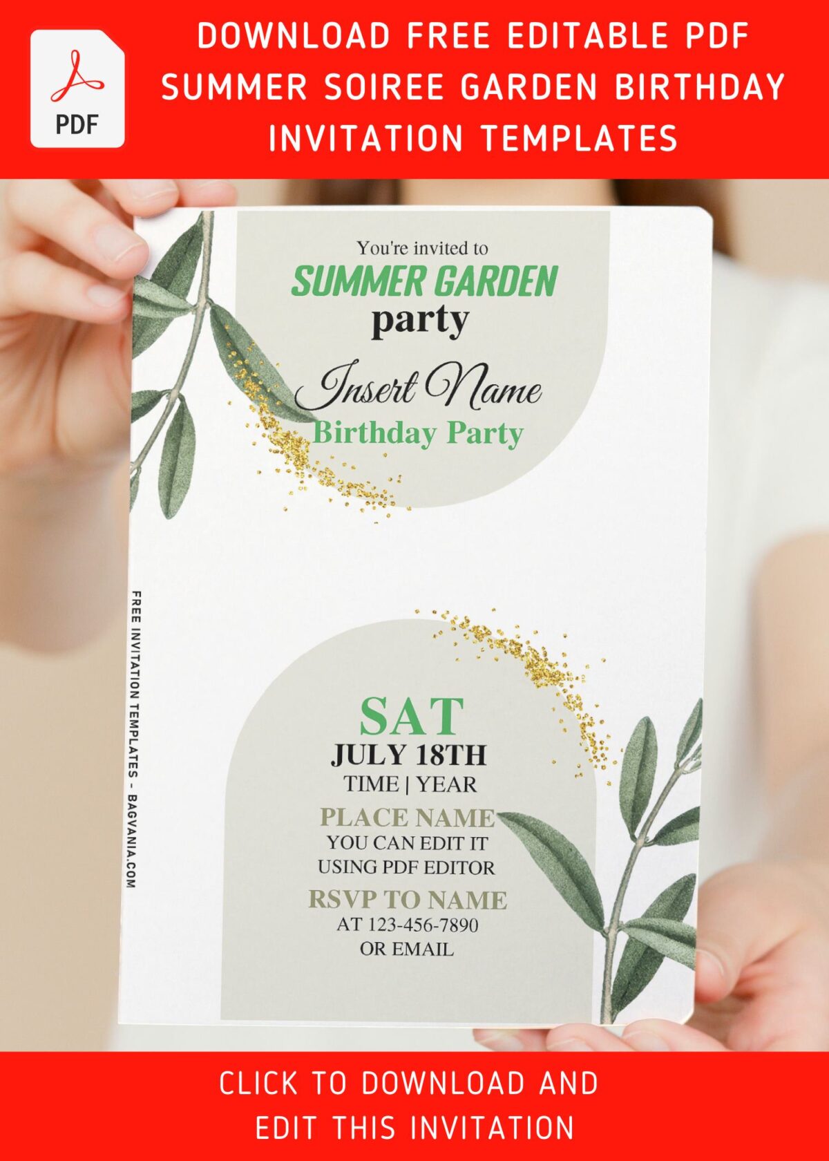 (Free Editable PDF) Lively Garden Soiree Birthday Invitation Templates with editable text
