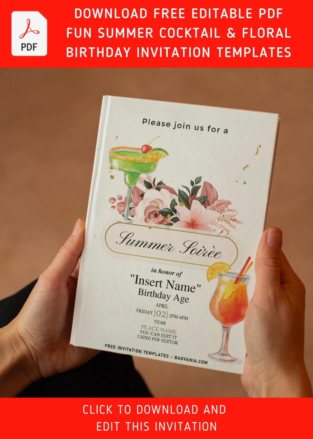(Free Editable PDF) Fun Summer Soiree Invitation Templates That You Don't Want To Miss with white rose