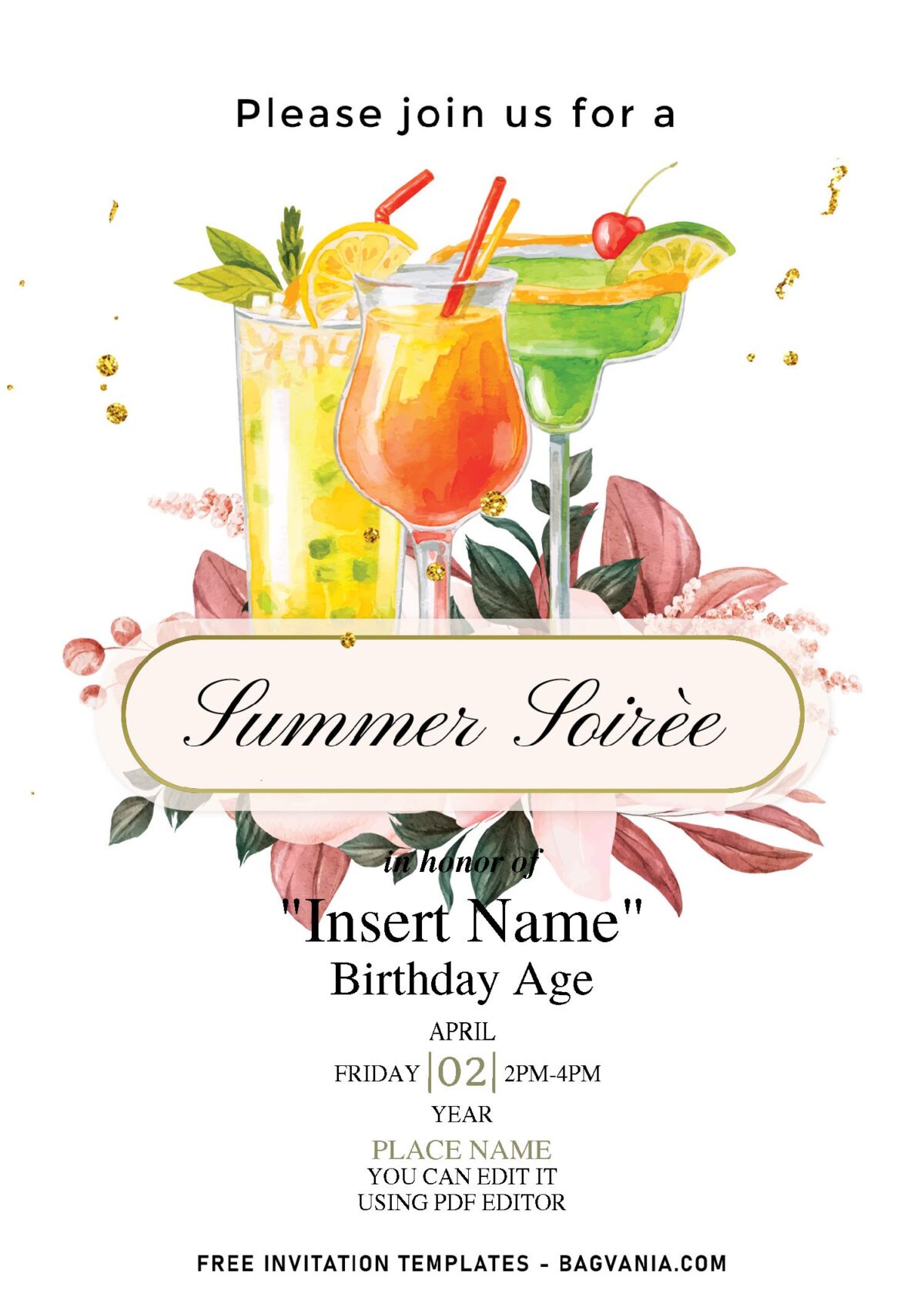 (Free Editable PDF) Fun Summer Soiree Invitation Templates That You Don't Want To Miss with elegant script