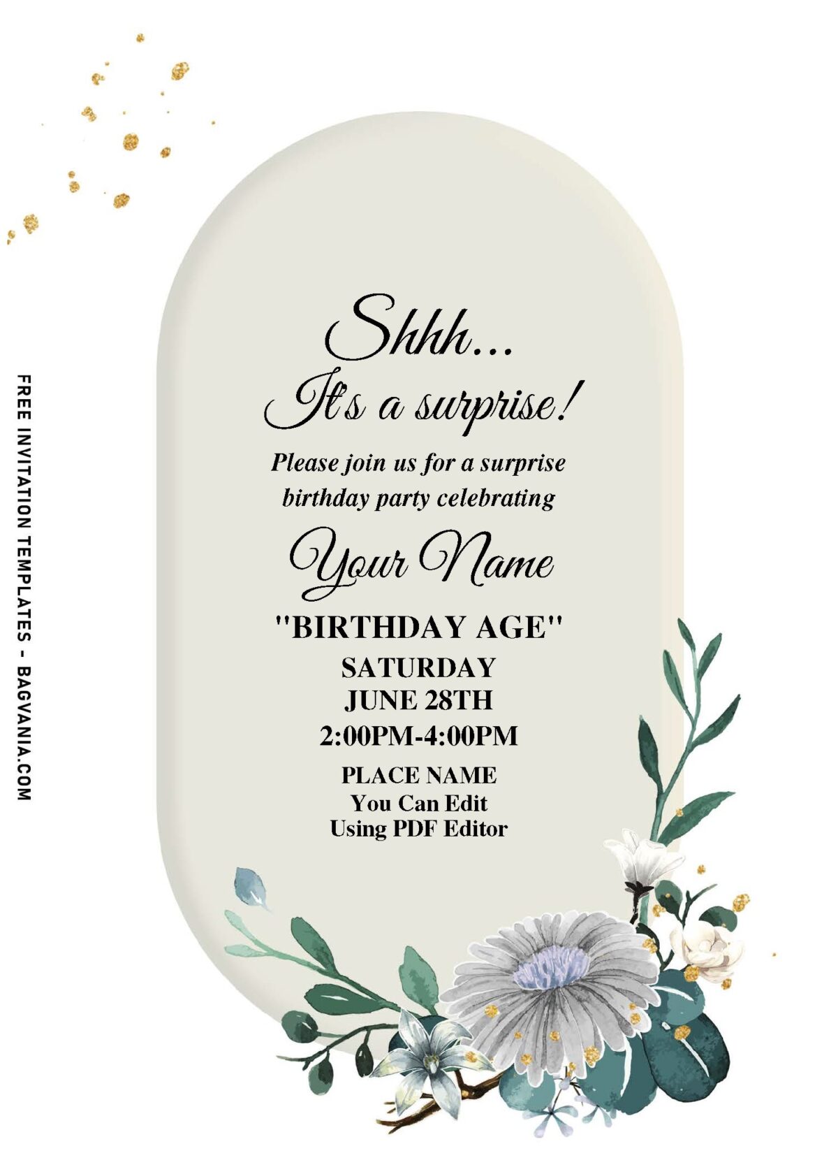 (Free Editable PDF) Cheerful Spring Dogwood And Floral Vines Birthday Invitation Templates with pink dogwood