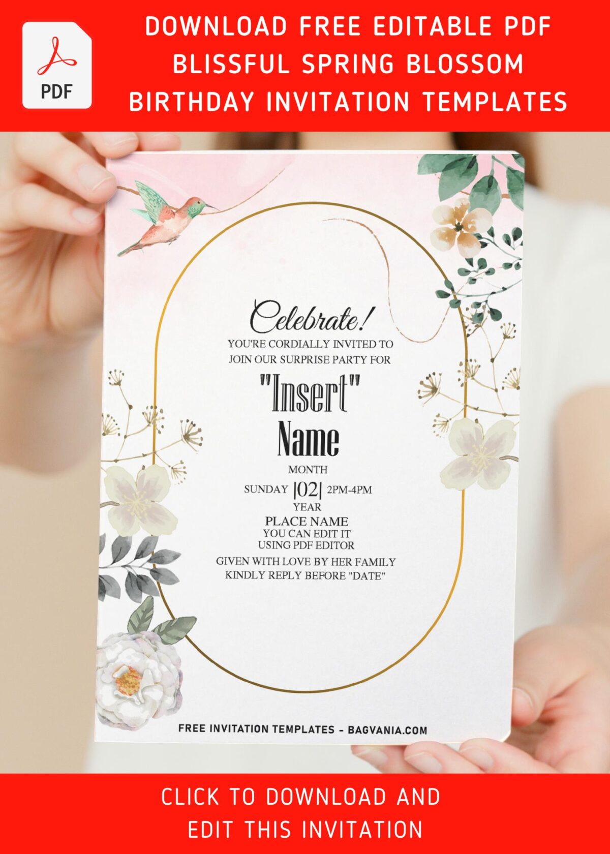 (Free Editable PDF) Blissful Spring Blossom Invitation Templates That You'll Love Forever