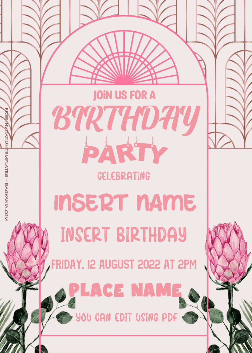 ( Free Editable PDF ) Tropical Protea Bundle Birthday Invitation Templates One