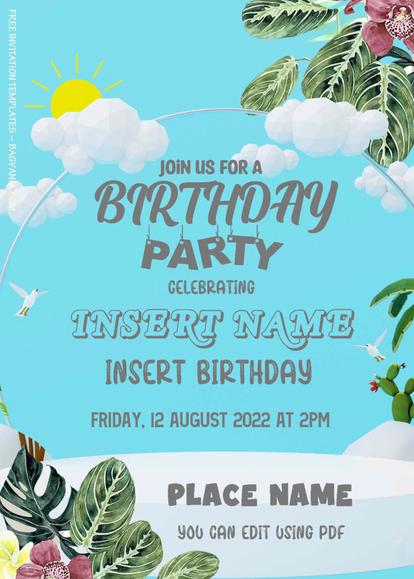 ( Free Editable PDF ) Tropical Summer Birthday Invitation Templates One