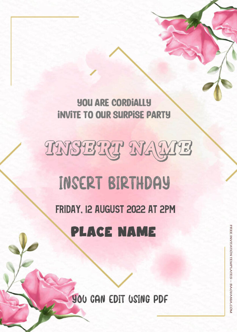 ( Free Editable PDF ) Pink Spot Floral Birthday Invitation Templates One