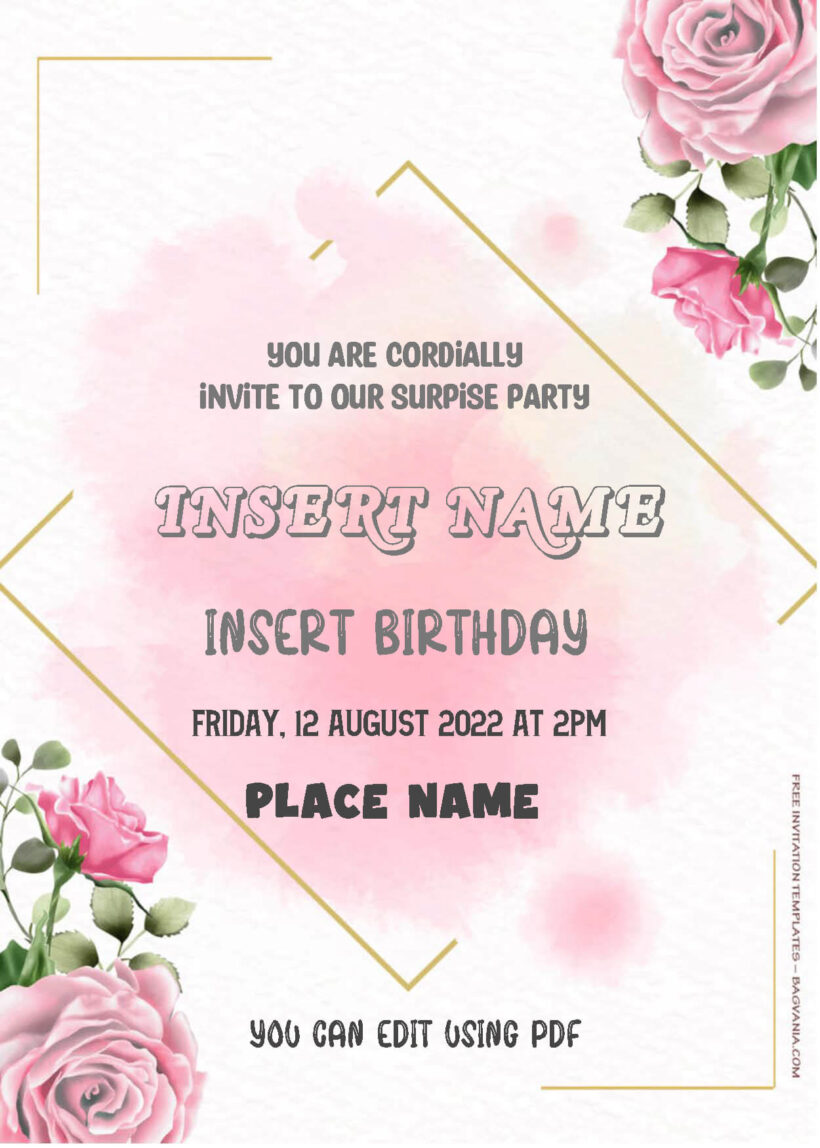 ( Free Editable PDF ) Pink Spot Floral Birthday Invitation Templates Two