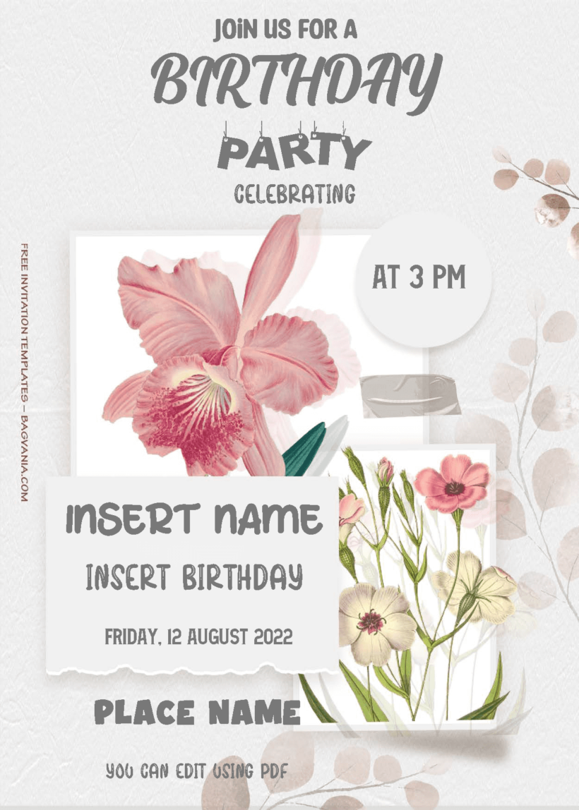 ( Free Editable PDF ) Bloom With Spring Birthday Invitation Templates Two