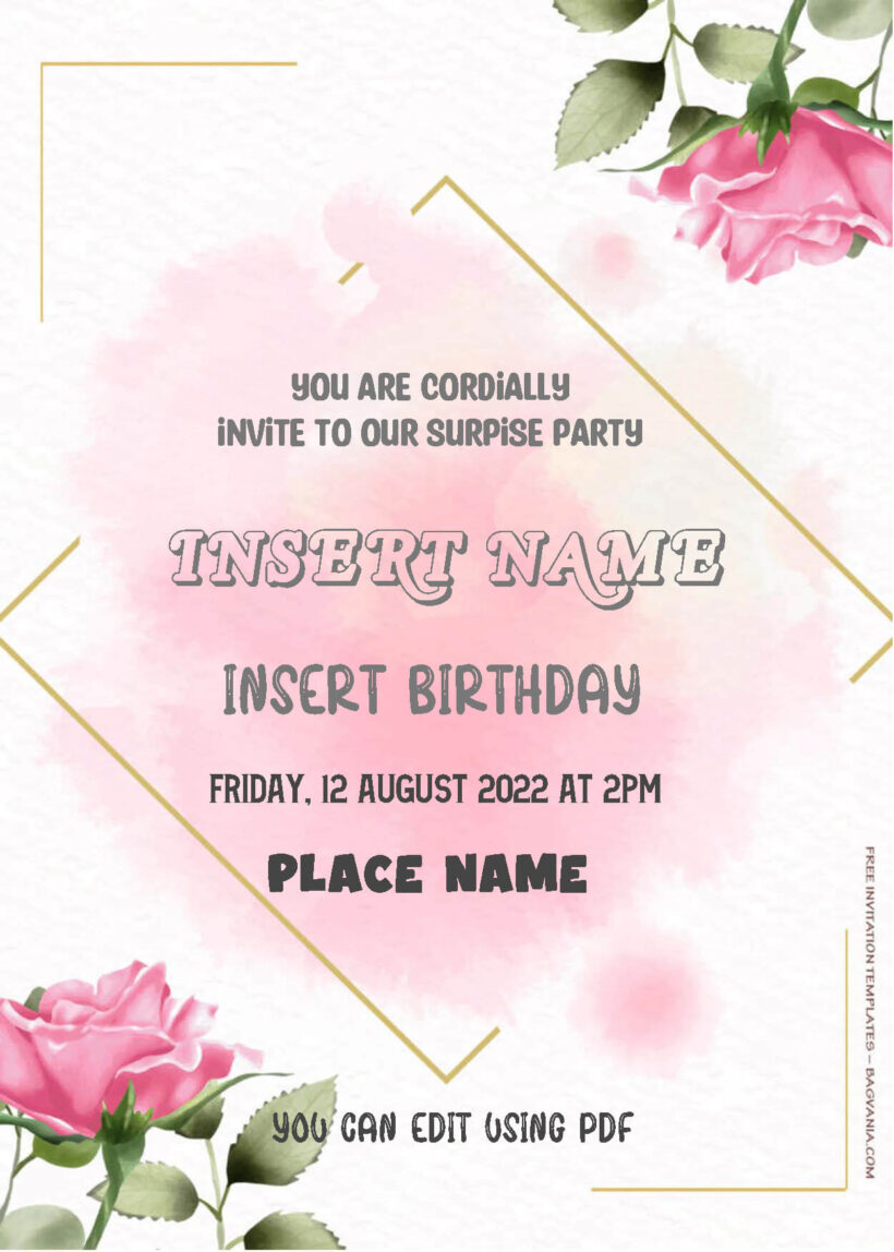 ( Free Editable PDF ) Pink Spot Floral Birthday Invitation Templates Three