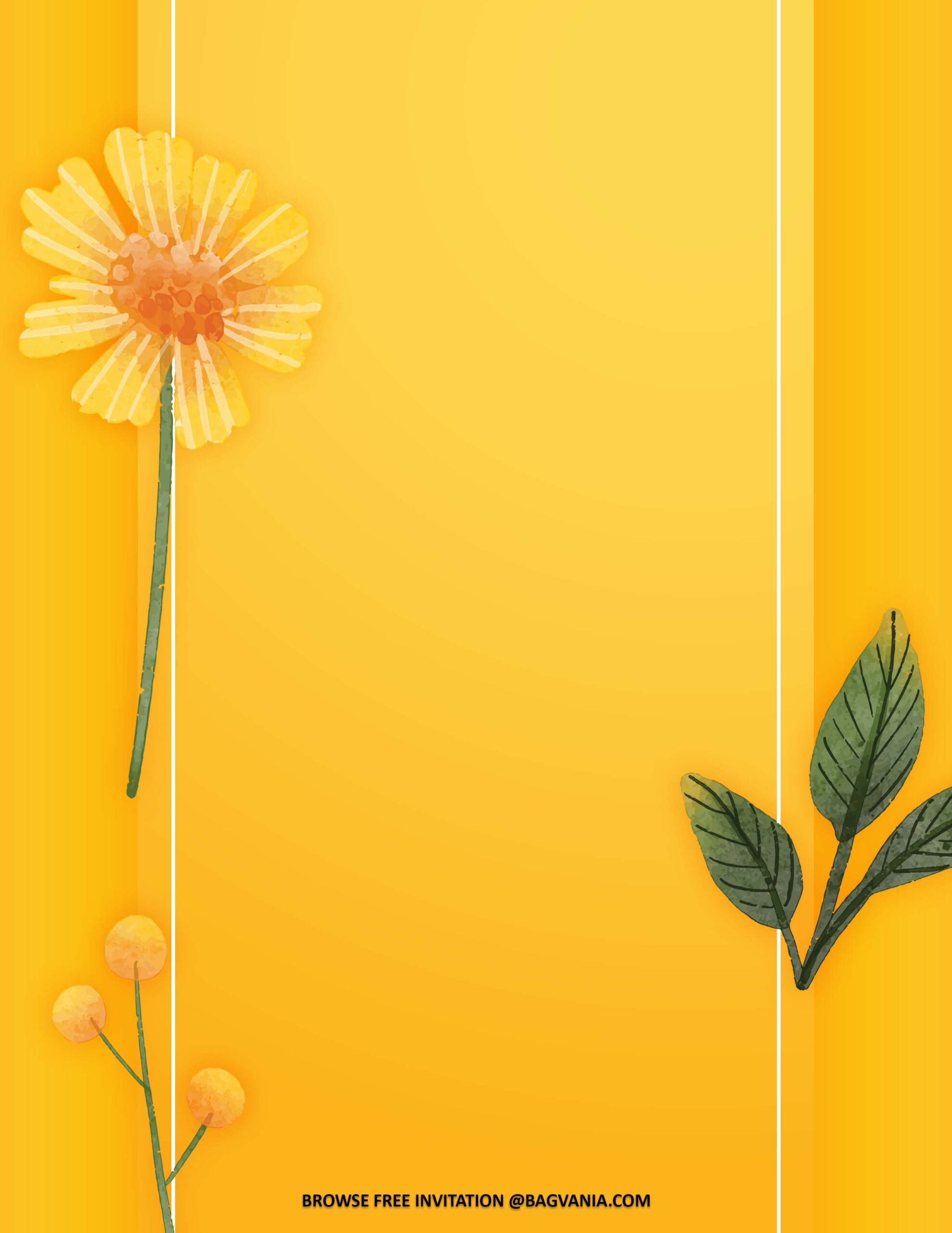 Beautiful Spring Flowers on Bright Yellow Background Invitations + Party  Ideas | FREE Printable Birthday Invitation Templates - Bagvania