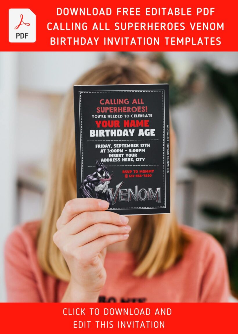 Free Editable Pdf Anti Hero Venom Carnage Birthday Invitation Templates Free Printable