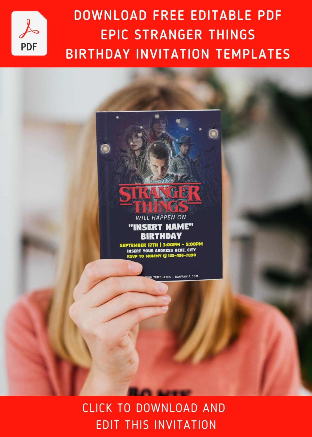 (Free Editable PDF) Stranger Things Are Happening Birthday Invitation Templates with Stranger Thing background