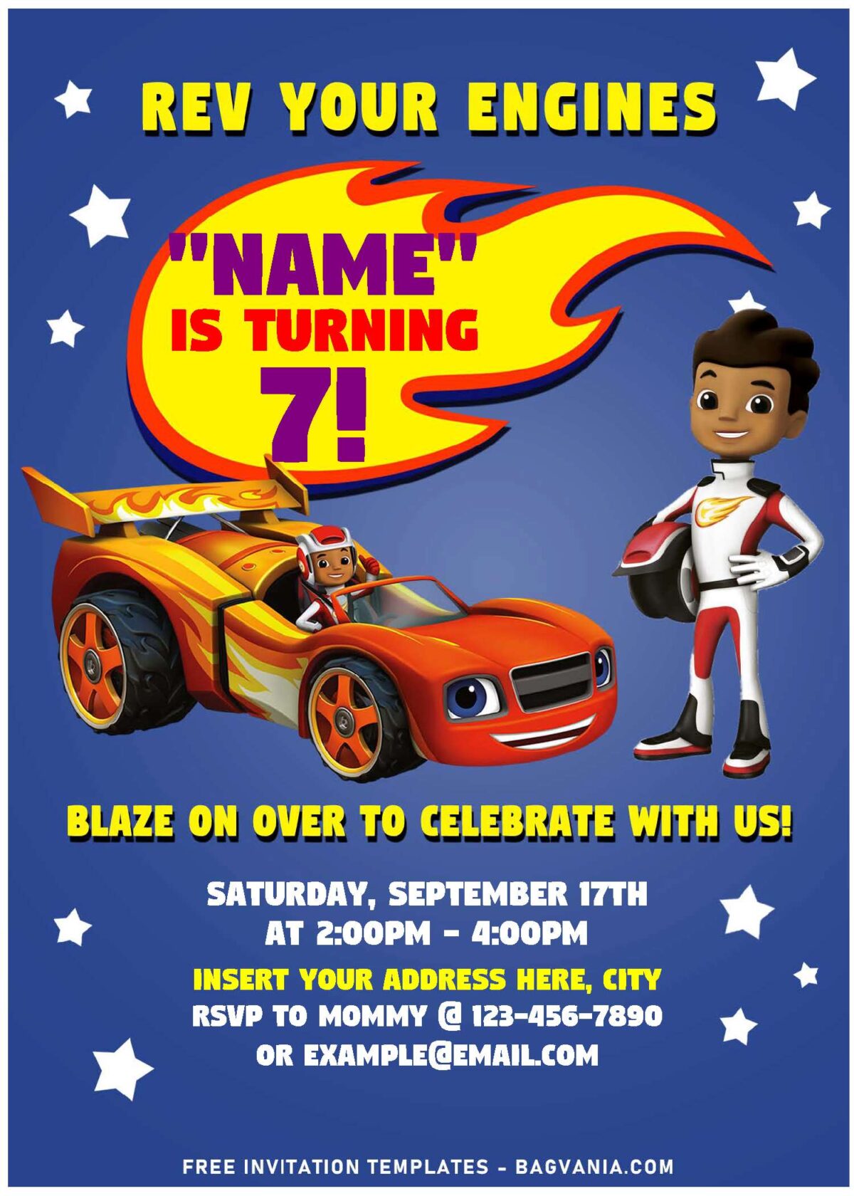 (Free Editable PDF) Epic Blazing Blaze And The Monster Machine Birthday Invitation Templates with awesome Hot wheels sport car