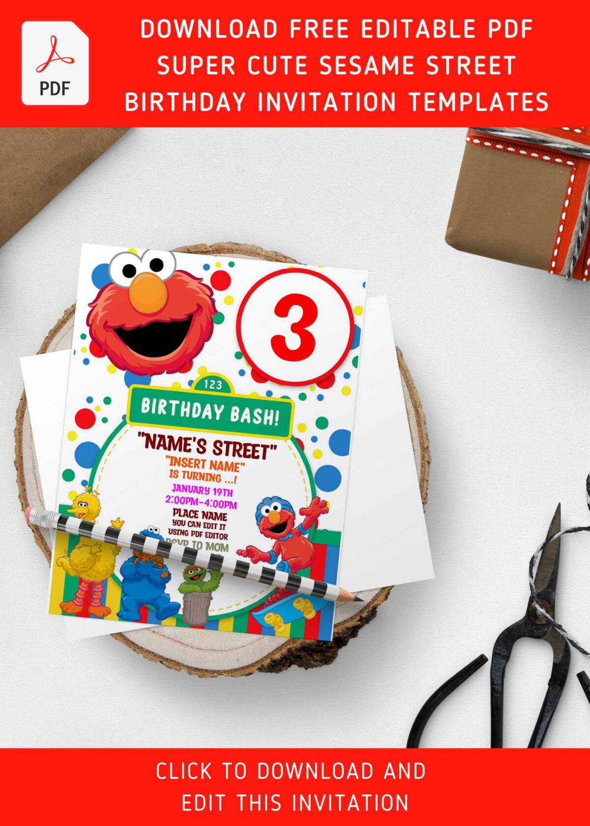 (Free Editable PDF) Super Cute Sesame Street Birthday Invitation Templates with Big Bird and Abby Codabby