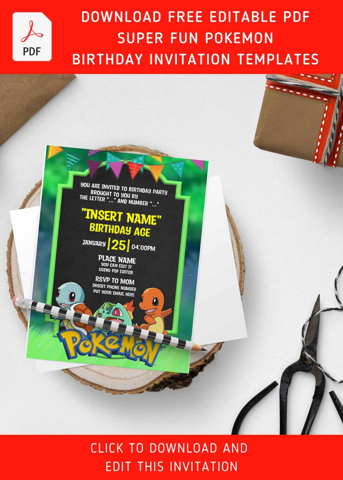 (Free Editable PDF) Hilarious Pikachu And Friends Pokémon Birthday Invitation Templates with editable text