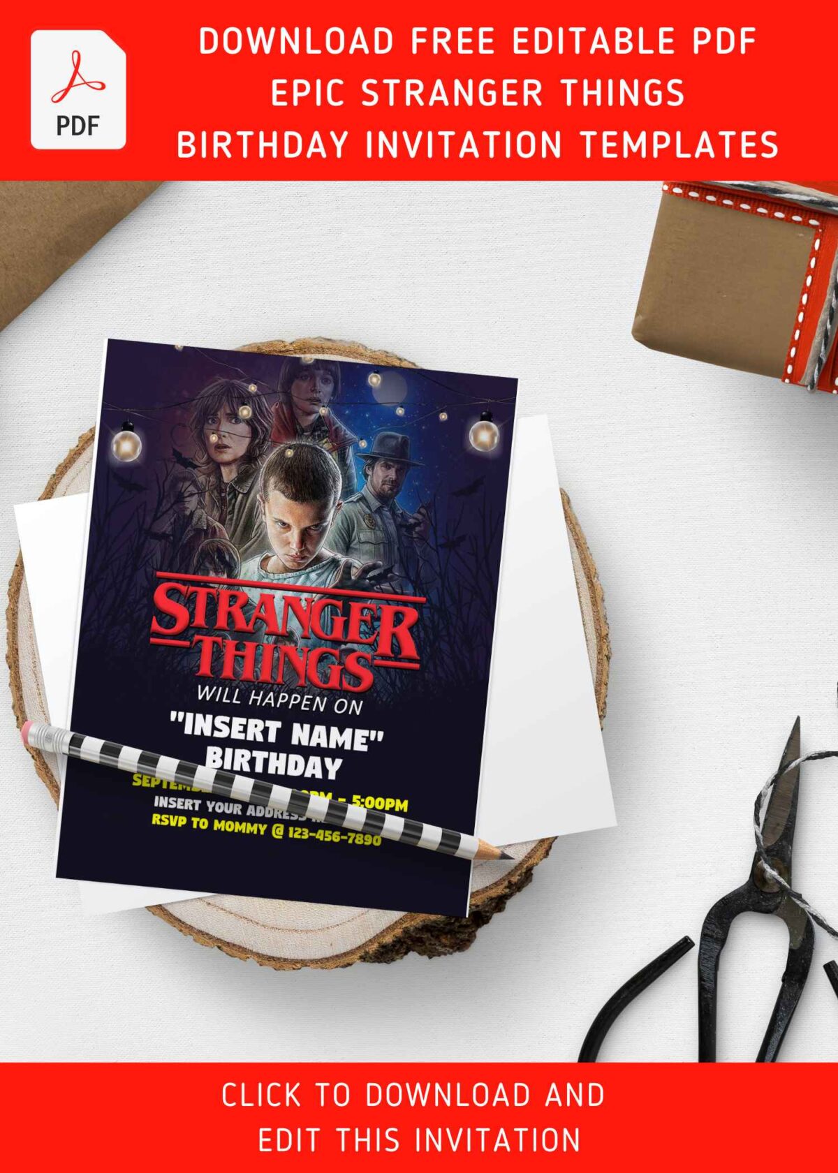 (Free Editable PDF) Stranger Things Are Happening Birthday Invitation Templates with editable text