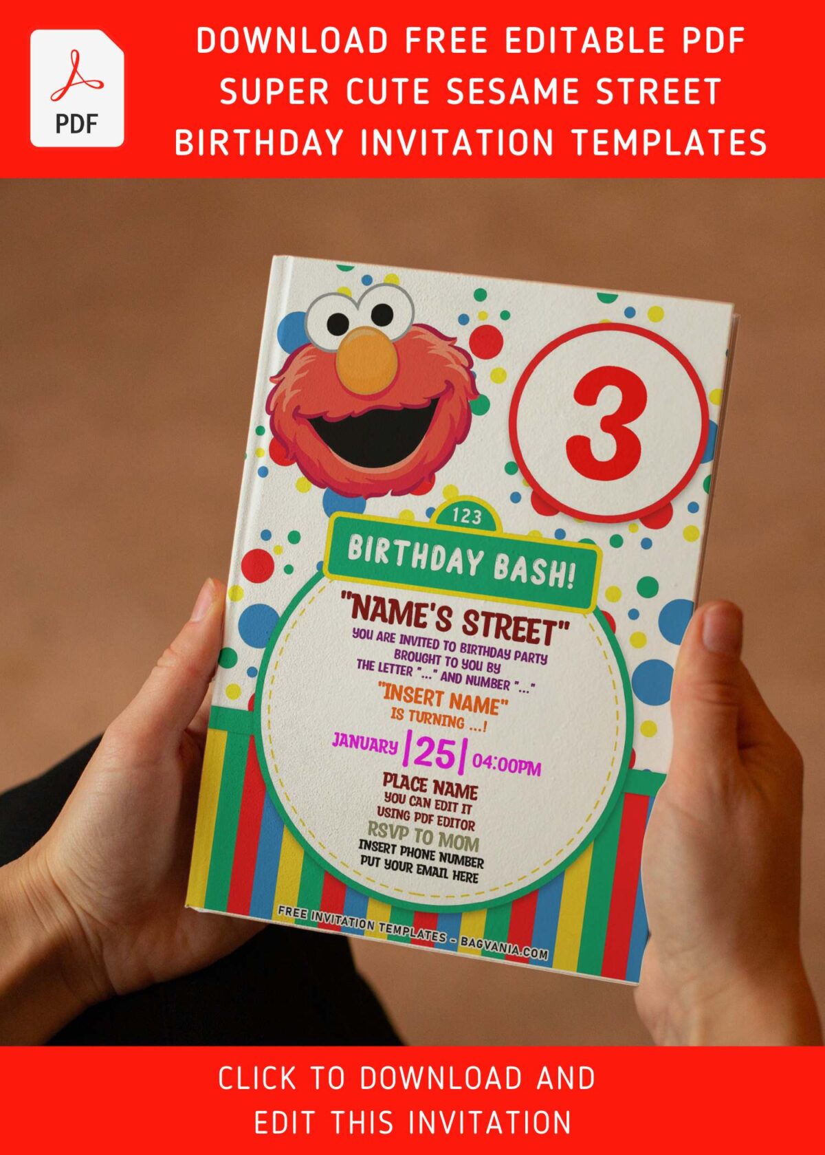 (Free Editable PDF) Super Cute Sesame Street Birthday Invitation Templates with editable text