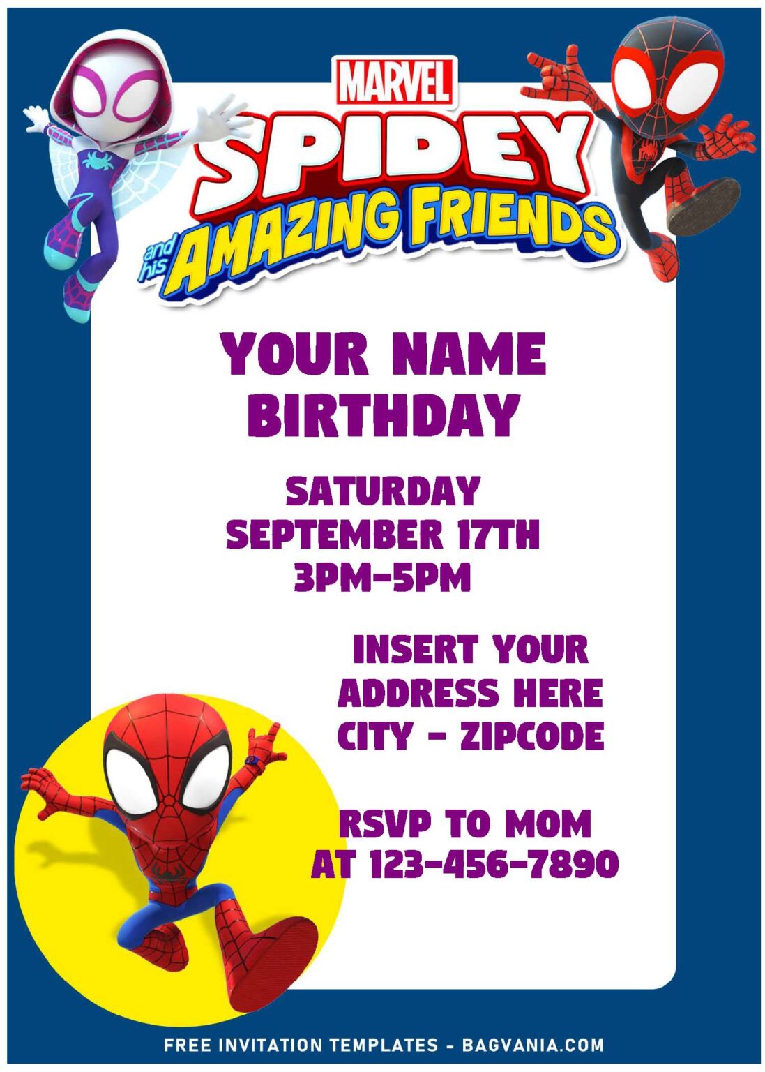 (Free Editable PDF) Spidey And Ghost Spider Birthday Invitation ...