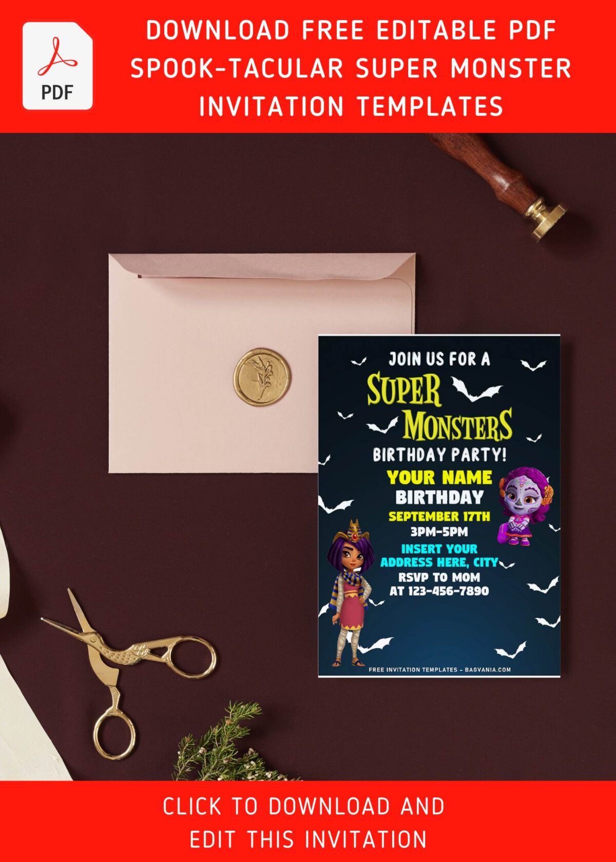 (Free Editable PDF) Spooktacular Super Monster Birthday Invitation Templates with portrait design
