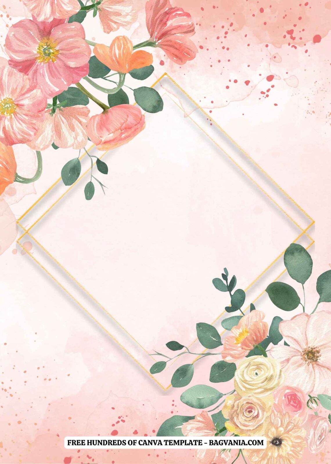 (Free) 8+ Watercolor Blush Pink Floral Canva Wedding Invitation ...