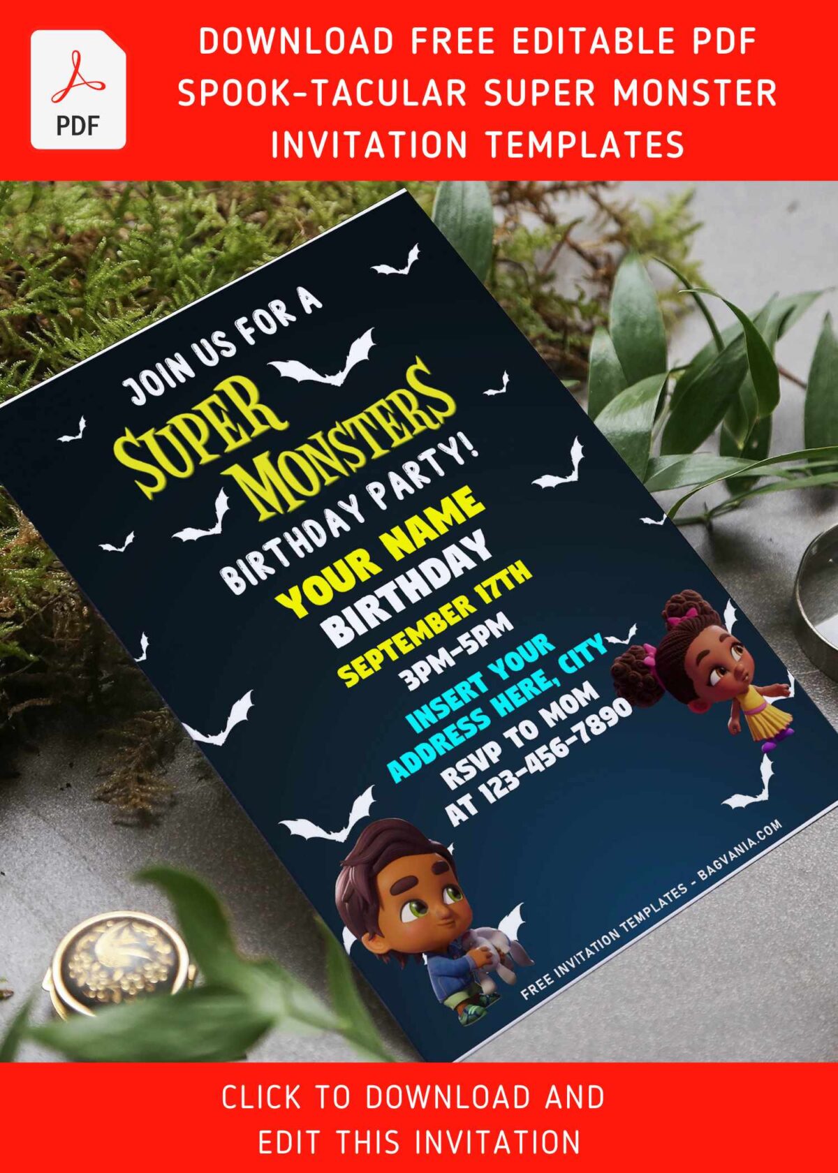 (Free Editable PDF) Spooktacular Super Monster Birthday Invitation Templates with adorable Rocky Wolf